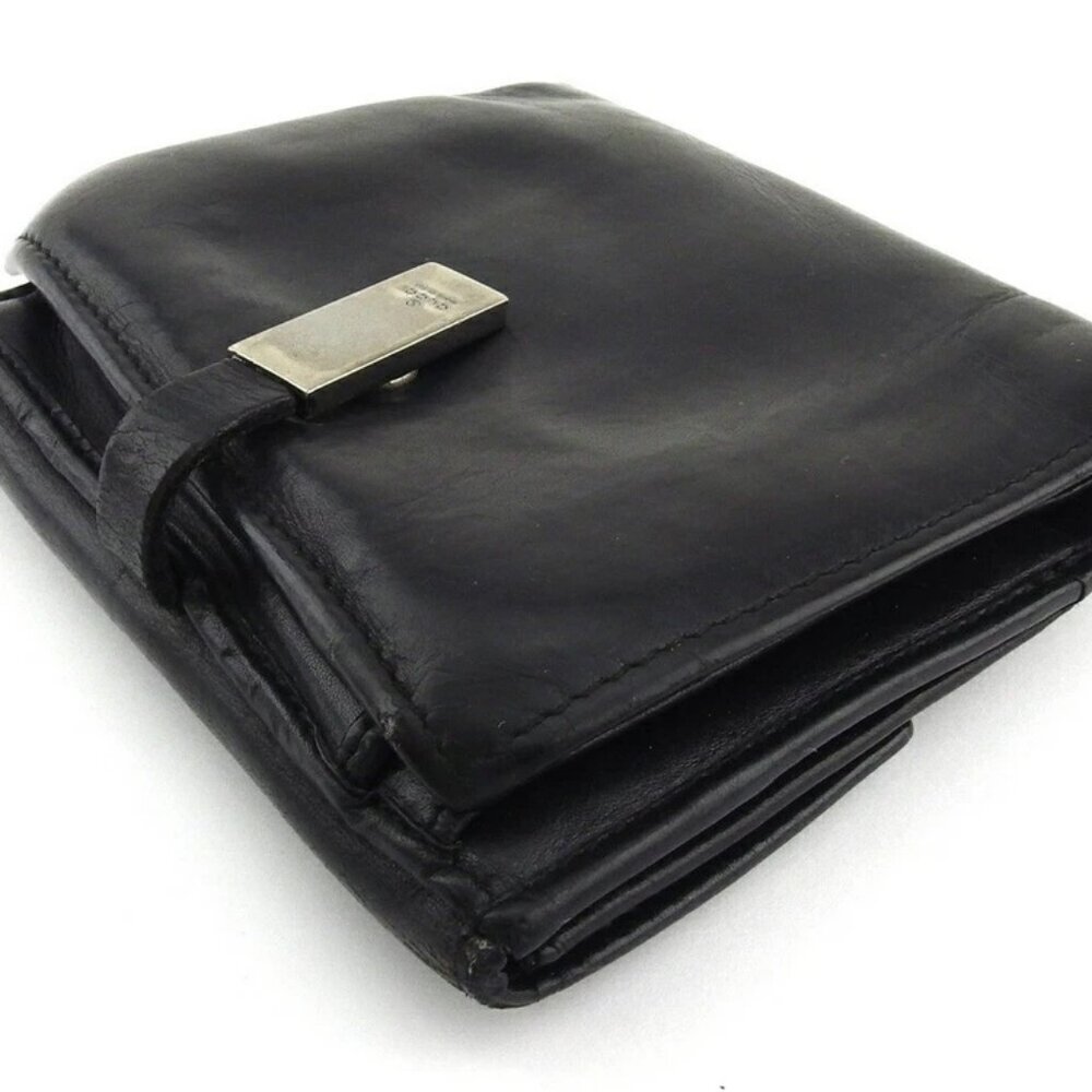 GUCCI Bifold Wallet Black Silver Women Authentic secondhand